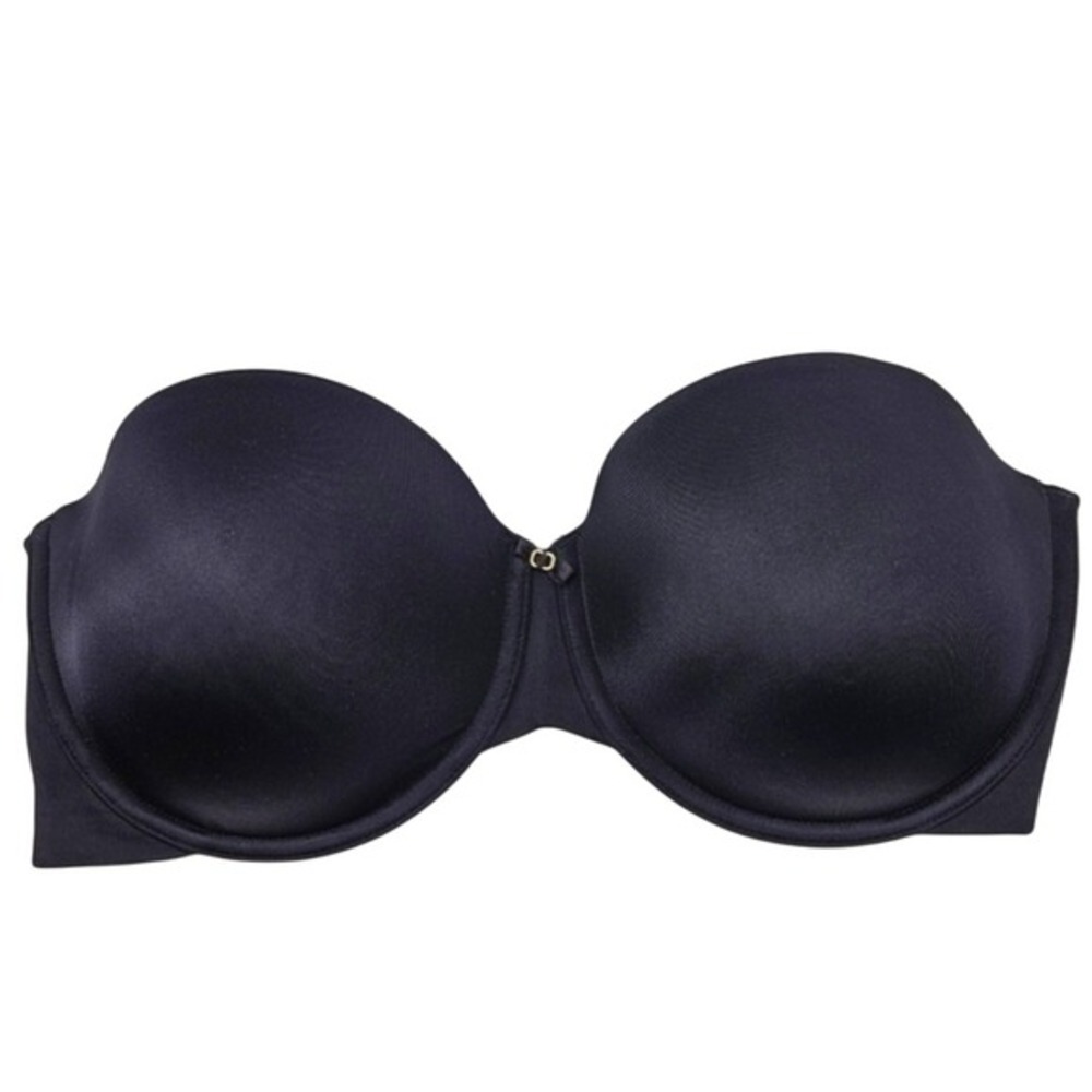Vanity Fair Seamless‎ Black Molded Cup Strapless Bra With Optional Straps